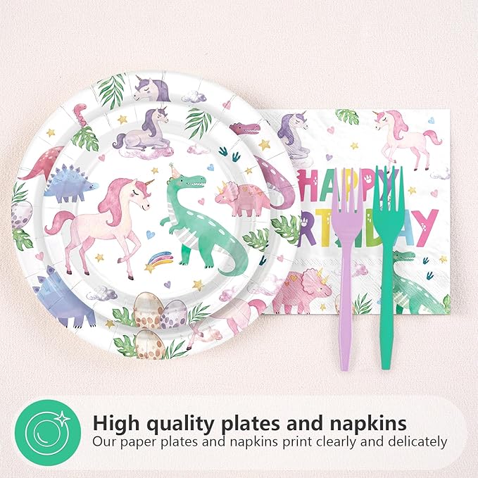 96Pcs Dinosaur Unicorn Birthday Party Decorations Dinosaur Unicorn