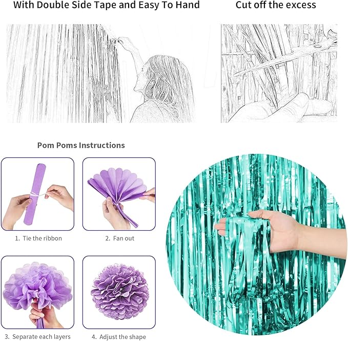Mermaid Birthday Decorations Purple Teal Blue Party Balloons Happy