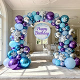 Bezente Frozen Balloons Kit, 60pcs 12 inch Blue Purple Latex Balloons