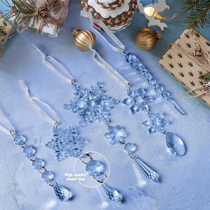 18pcs Crystal Christmas Ornaments for Christmas Tree Decorations-