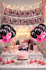 KPOP Black Pink Girl Group Birthday Party Kit Supplies with Cake