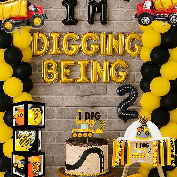 345 Pcs Construction 2nd Birthday Party Supplies Dump Truck Two