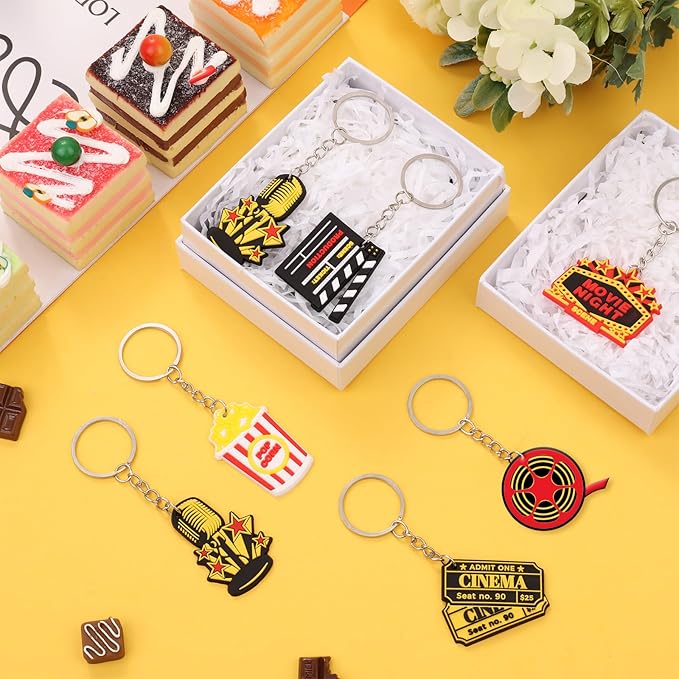 24PCS Movie Night Keychains Movie Night Party Favors Include