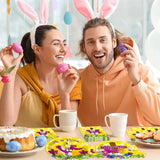 96 Pcs Easter Tableware Set He is Risen Plates Happy Easter Party