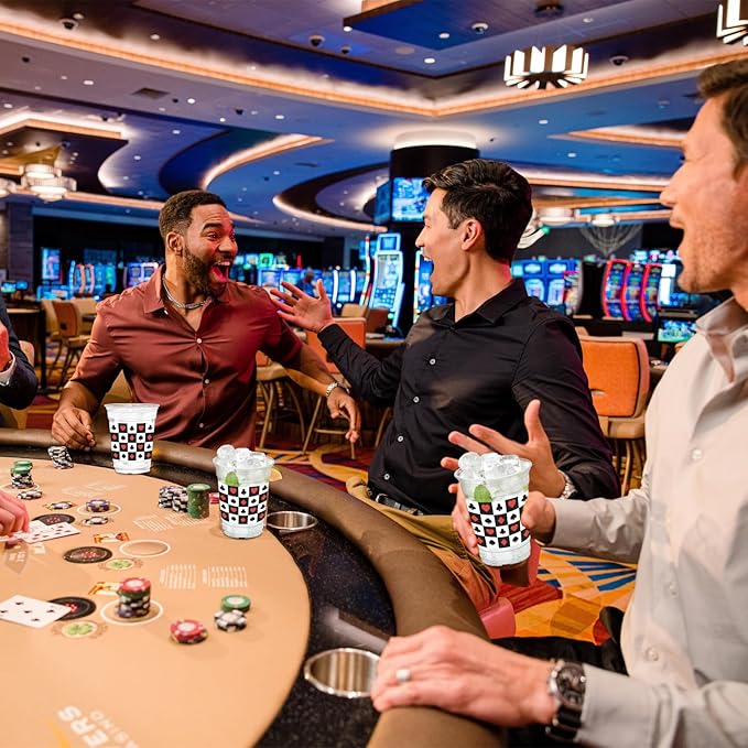 50 Pcs Casino Party Cups 12oz Poker Theme Cups for Poker Game Party