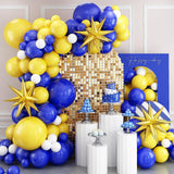 Blue and Yellow Balloon Arch Kit, Royal Blue White Yellow Balloon