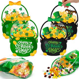 50 Pcs St Patrick's Day Treat Bags Green Black Cauldron Plastic