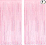 BRAVESHINE Pastel Pink Fringe Curtains Backdrop - 2 Pack Photo Booths