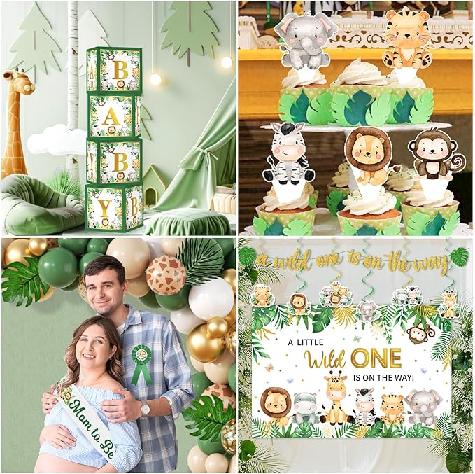 Safari Baby Shower Decorations 262pcs Wild Birthday Decorations