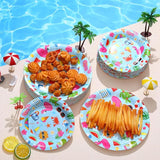 120 Pcs Summer Party Paper Plates Disposable Round