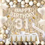 31st Birthday Decorations for Women, White and Gold 31 Boho Birthday