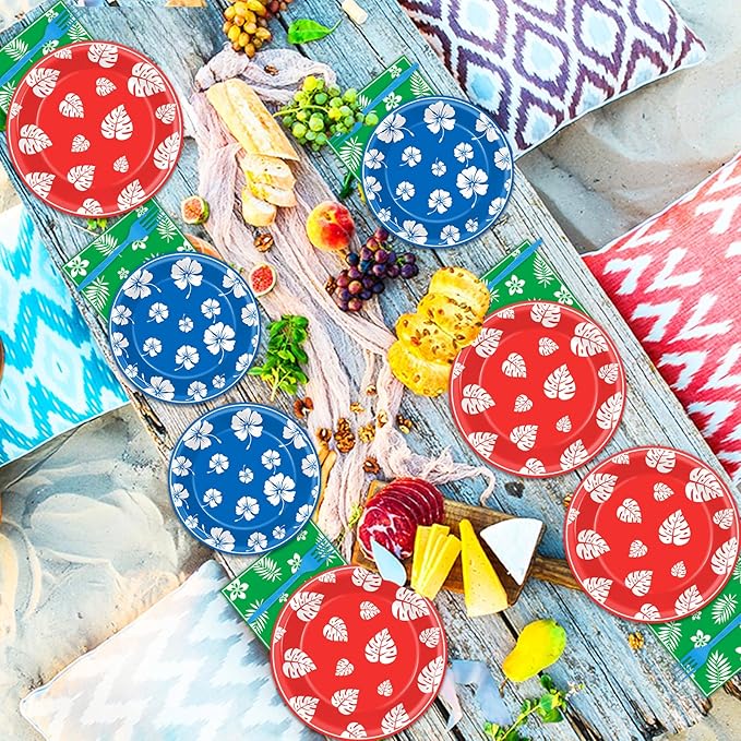 96pcs Hawaii Party Plates and Napkins Tropical Cartoon Movie