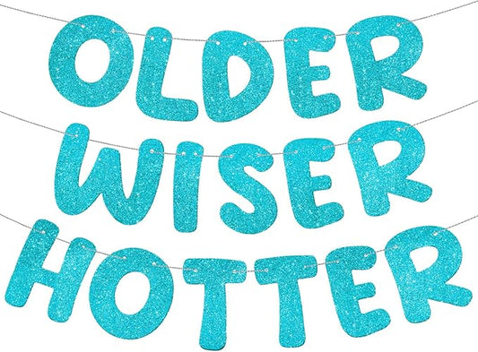 Fulmoon Set of 3 Pre Strung Older Wiser Hotter Glitter Banner Funny #1