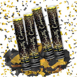 12" Black Gold Confetti Cannon Party Poppers for Birthday Graduation W