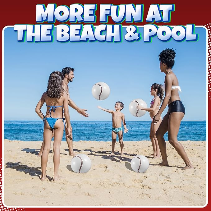 Inflatable Baseball Pack of 12 16 inch Baseball Beach Balls for