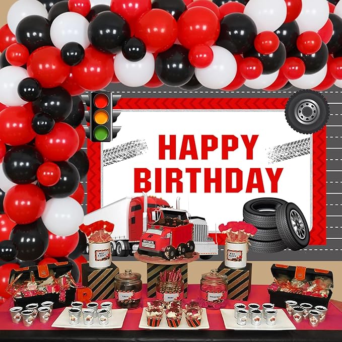 Construction Truck Birthday Party Decorations Semi Truck Happy