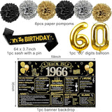 60th Birthday Decorations for Men Women 21pcs the Year 1966 Banner