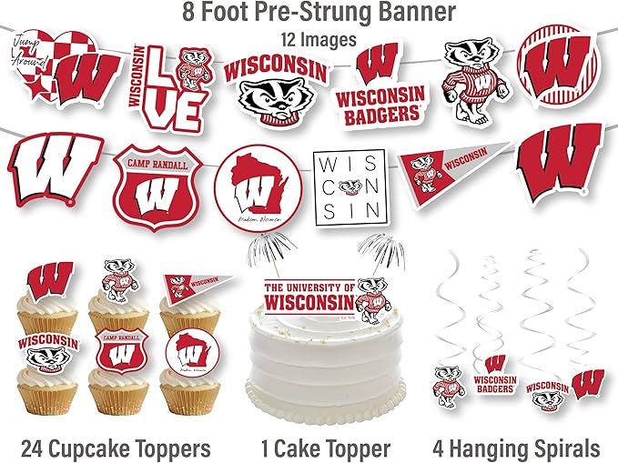 Wisconsin Party Supplies for UW Football, Birthday Gift, Graduation