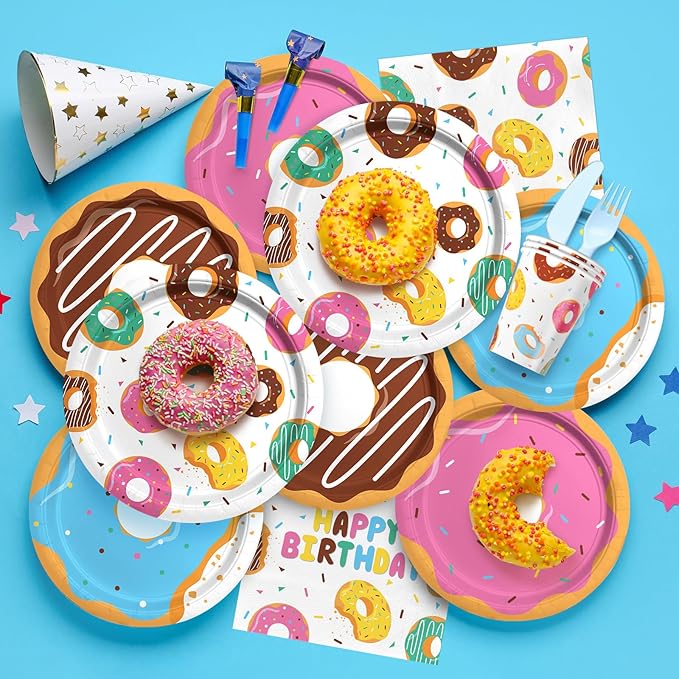 Donut Party Supplies Kit for 24 Sweet 1st Birthday Two Sweet and