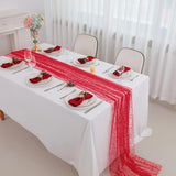 Snowkingdom Red Christmas Table Runner 10 FT, Glitter Metallic Foil