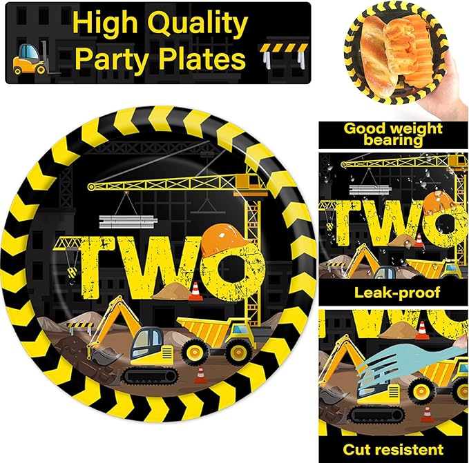 50 Guests Construction Birthday Plates and Napkins Forks Party