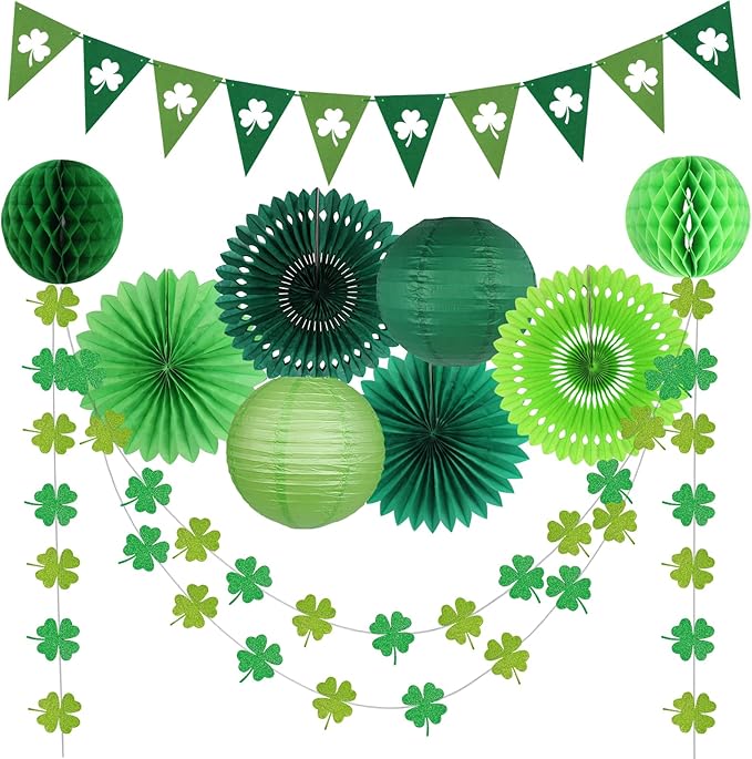 St Patricks Day Decorations Green Party Supplies Four leaf Clover