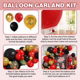 Red and Black Cheetah Print Balloons Arch Kit, Black Red Balloons