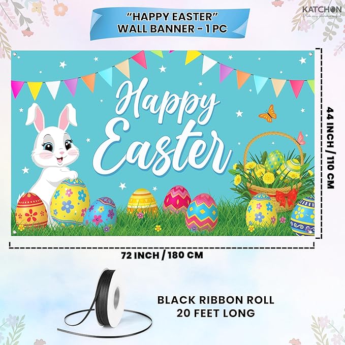 Happy Easter Banner Decorations XtraLarge 72x44 Inch Easter