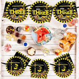 100 Pcs Construction Plates and Napkins Set 3rd Birthday Party