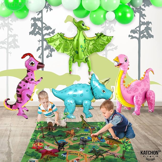 Large Pink Dinosaur Balloons for Birthday Party Pack of 4 Pastel