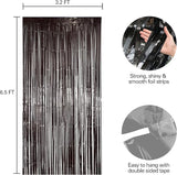 2 Pack Black Fringe Curtain Backdrop Black Streamers Halloween