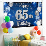 Happy 65th Birthday Decorations 65th Blue & Silver Balloon Large