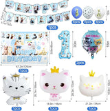 142Pcs Cat Birthday Decorations Cat 1st Birthday Party Supplies Cat