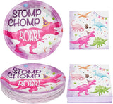 100 PCS Dinosaur Plates and Napkins Dinosaur Birthday Party Supplies