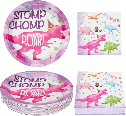 100 PCS Dinosaur Plates and Napkins Dinosaur Birthday Party Supplies