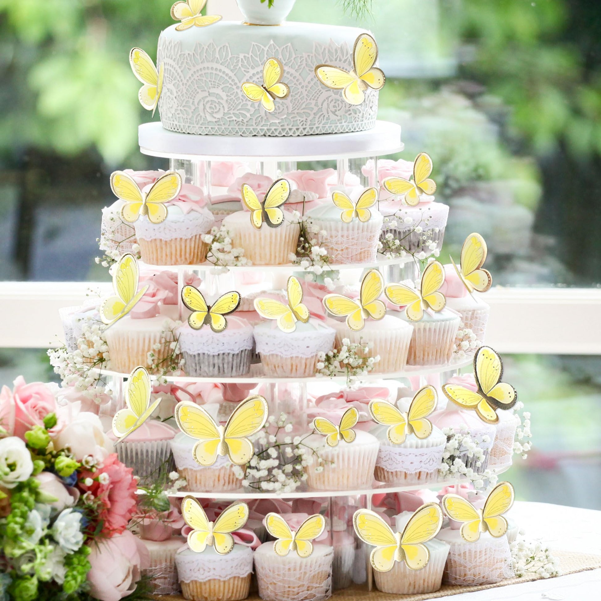 Ercadio 30 Pack 3D Butterfly Cake Toppers - Mix Sizes, Waterproof