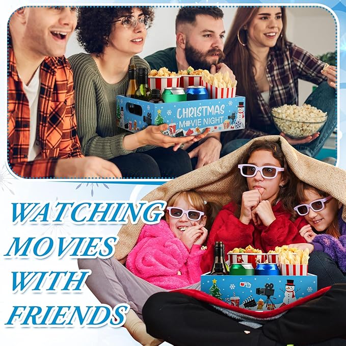 Movie Night Supplies Snack Trays with Handles Reusable