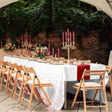 8Pack Disposable Plastic Tablecloths and Satin Table Runner Set White