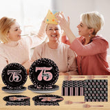 96 Pcs 75th Birthday Plates and Napkins Party Supplies Happy 75th