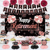 20PCS Happy Retirement Party Decorations Kit for Women Rose Gold