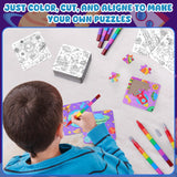 24 Pcs Space Puzzles Color Your Own Puzzles Astronaut Planet