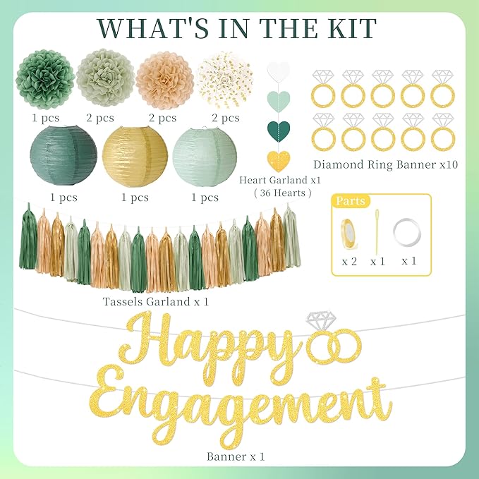 Engagement Party Decorations Sage Green Engaged Decorations with