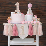 Pink 1st Birthday Decoration High Chair Banner for Girl 1st Birthday