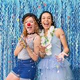 Tinsel Foil Fringe Curtains Wavy Backdrop for Parties Sparkle Metallic