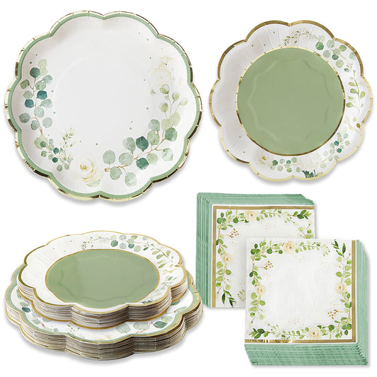Kate Aspen Sage Green Party Decorations, Eucalyptus Floral Botanical
