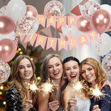 Rose Gold Birthday Decoration, 18 pcs 12 inch Happy Birthday Banner