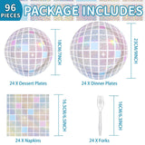 96Pcs Disco Party Supplies Pink Pastel Silver Disco Ball Plates and
