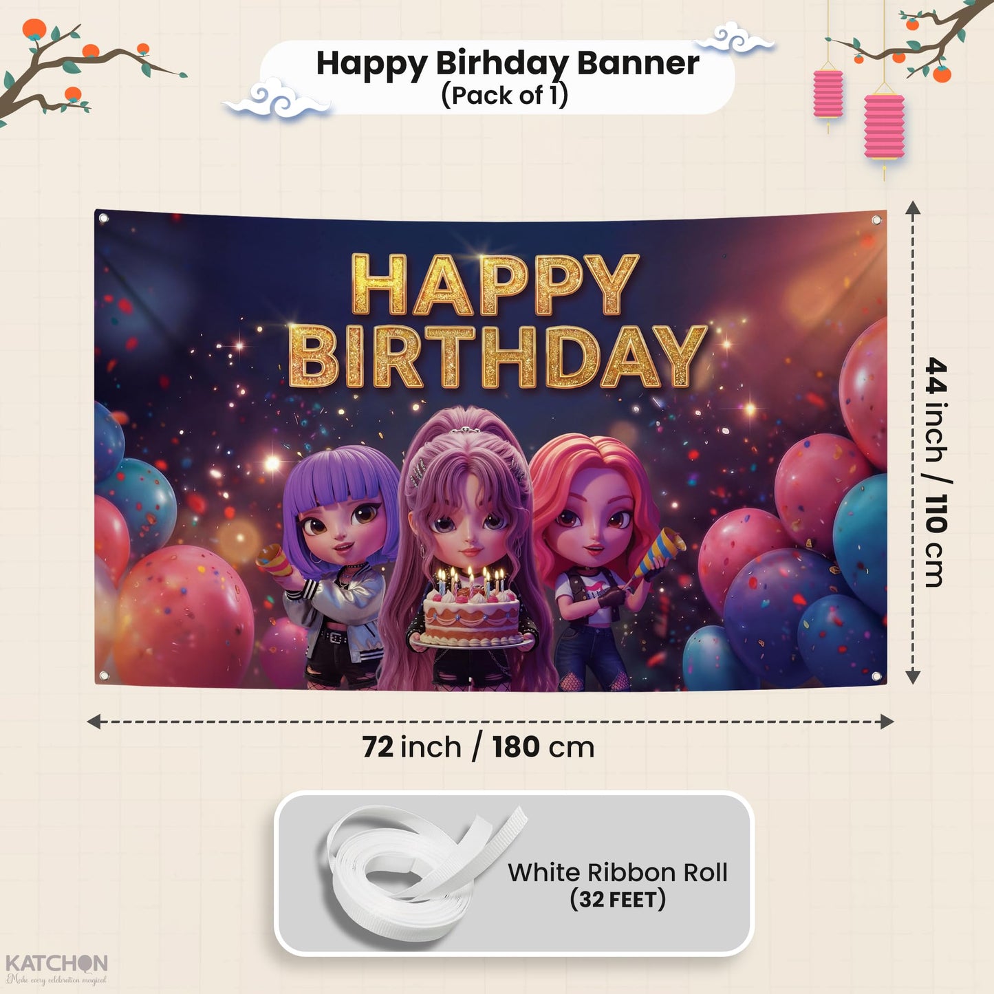 KatchOn, Kpop Happy Birthday Banner – 72x44 Inch | Kpop Party