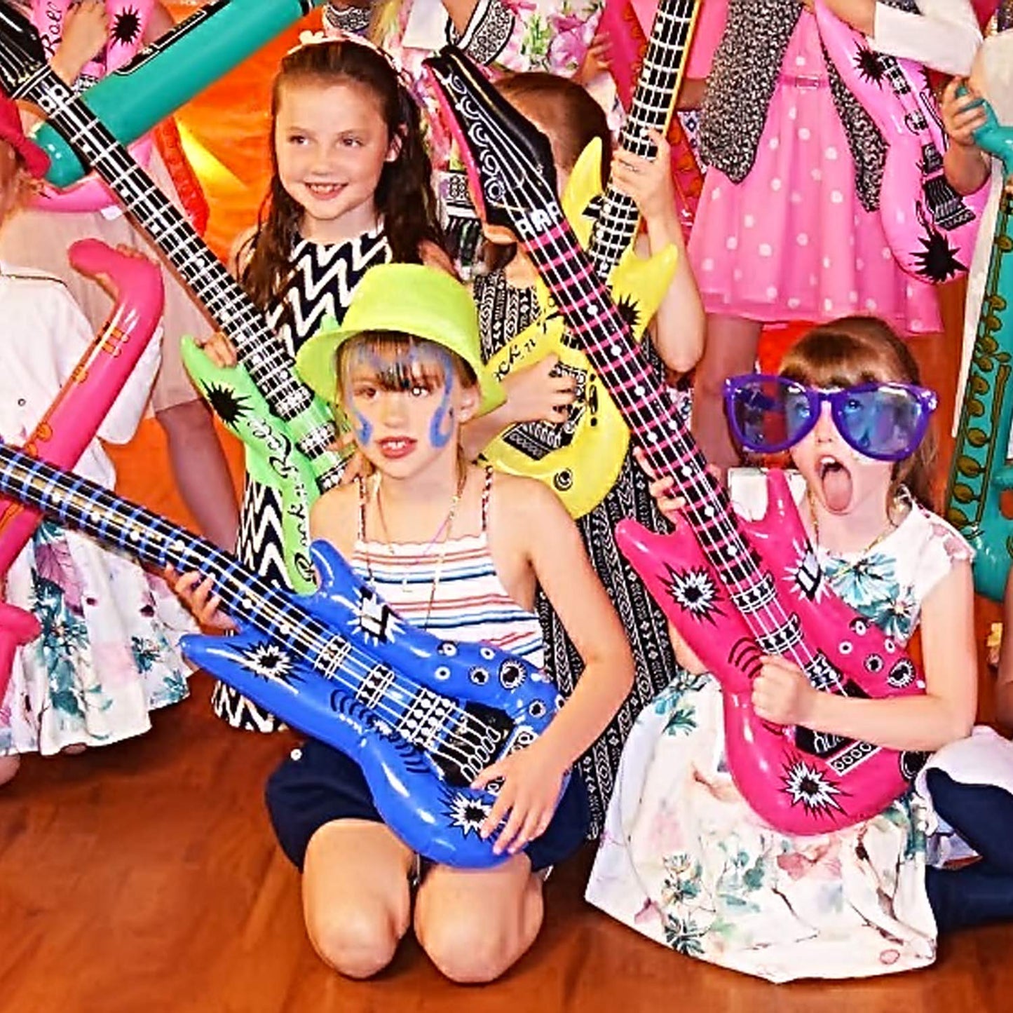 Novelty Place 12Pcs Inflatable Guitar for Kids - 35In Blow Up Electric