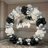 Black and Silver Balloons Garland Kit,119pcs Black White Metallic
